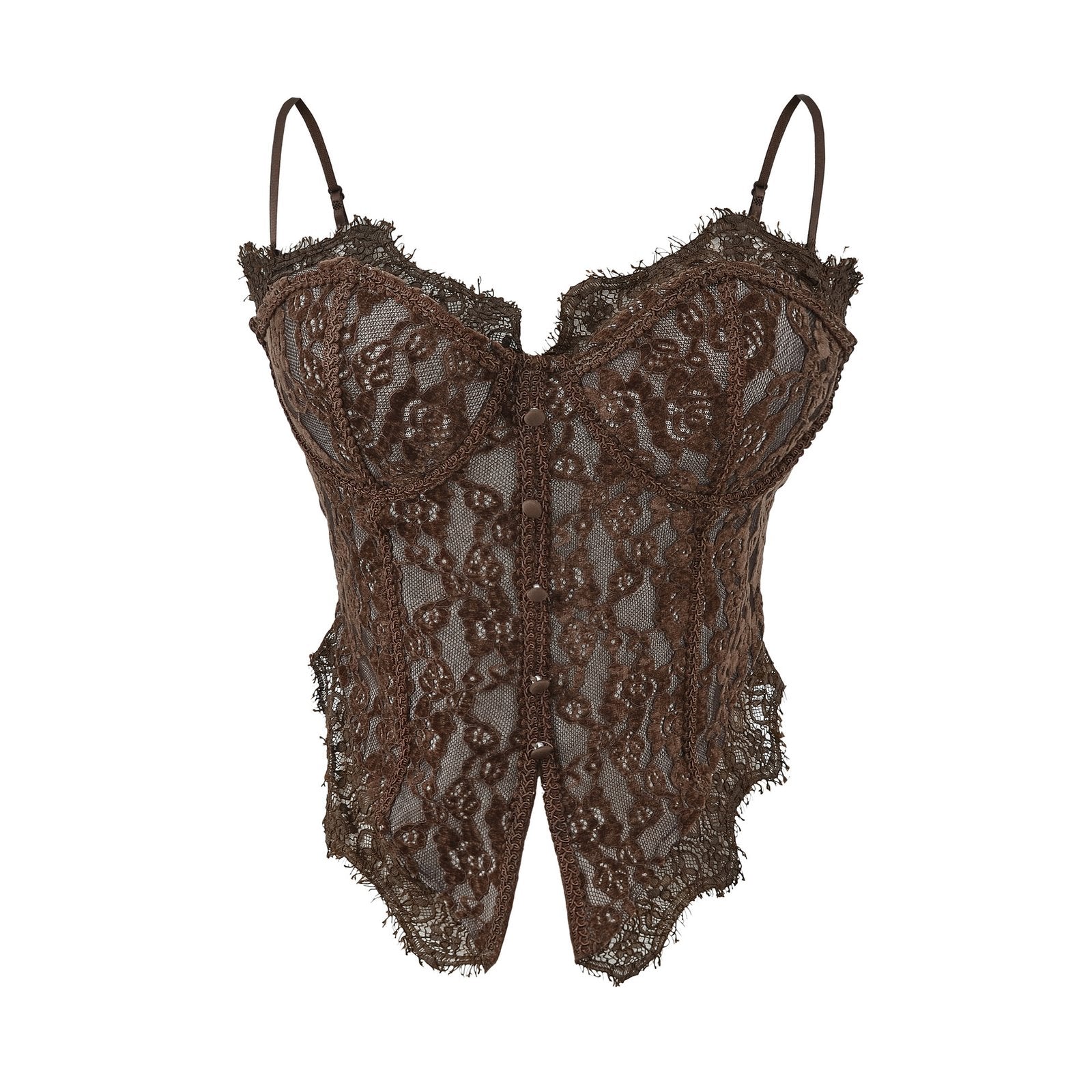 Sexy Lace Camisole for Women - Patchwork Fishbone Design