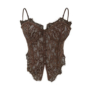 Sexy Lace Camisole for Women - Patchwork Fishbone Design