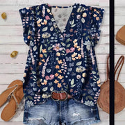 Elegant Floral Short Sleeves Blouses