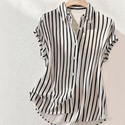 Retro Striped Sleeveless Casual Shirt for Women