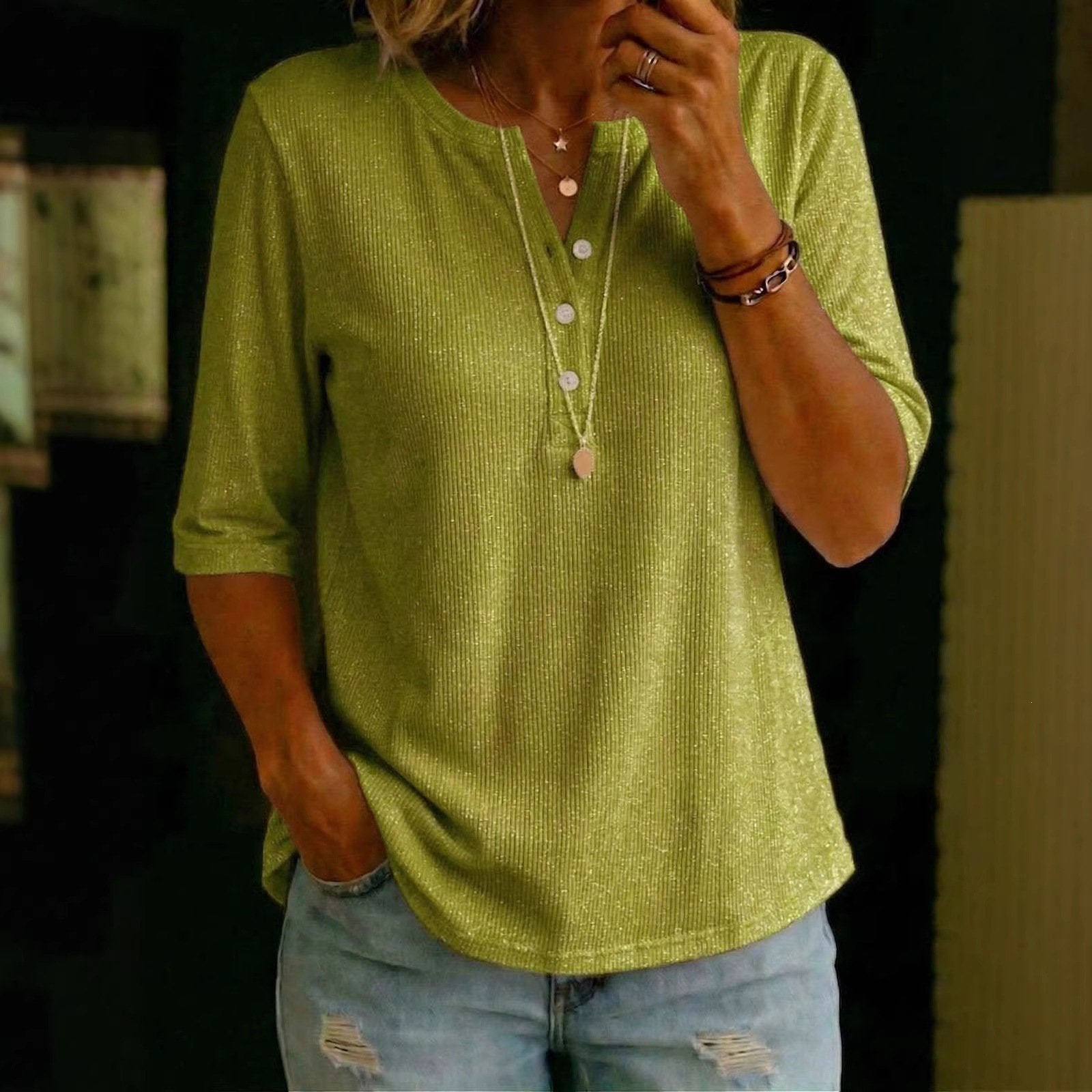 Loose-Fit Button-Up Top for Women