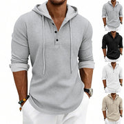 Retro Henley Sweatshirt Loose Fit Casual Long Sleeve