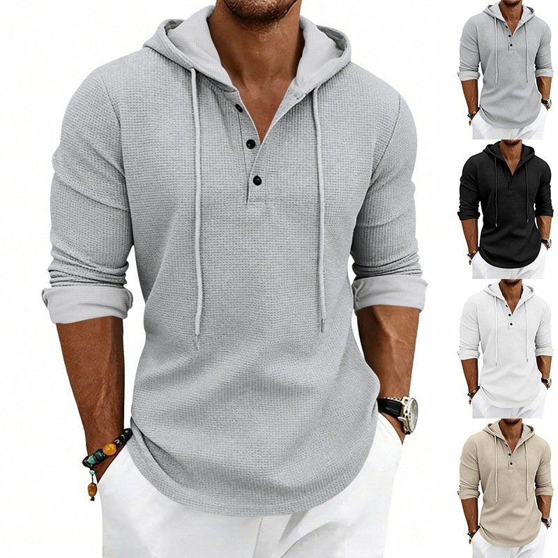 Retro Henley Sweatshirt Loose Fit Casual Long Sleeve