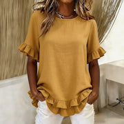 Loose Fit Ruffle Trim Top for Women
