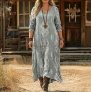 Retro Floral Long Sleeve Elegant Dress