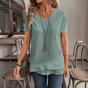 Light Green Asymmetric Ruffle Hem Top for Women