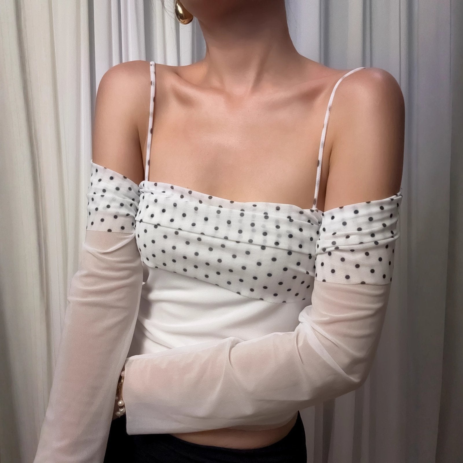Polka-dot Strapless Tee for Women