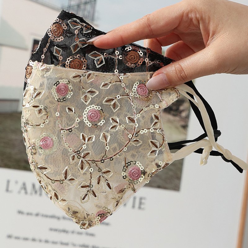 Sequin Rose Face Mask for Women