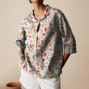Relaxed Bamboo Striped Linen Shirt Casual Tee