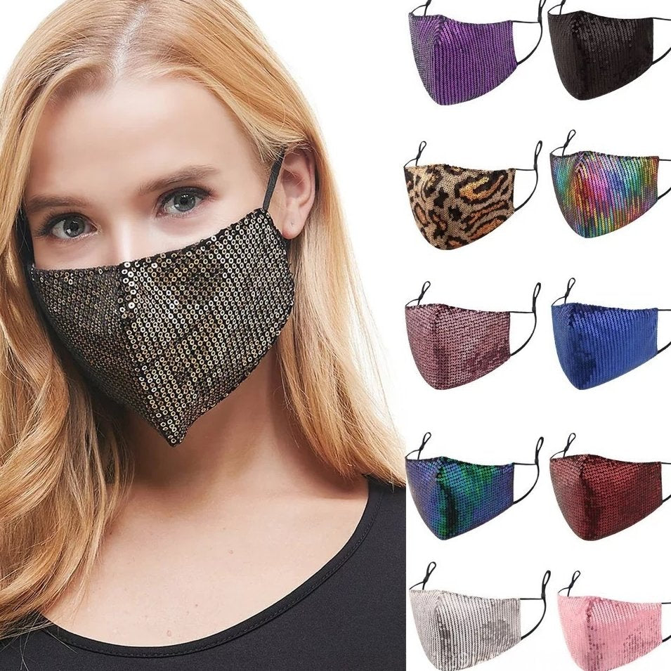 Adjustable Sequined Face Mask Dust & Haze Protection