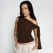 Brown, Black, White Off-Shoulder Tops for Women