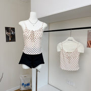 Raspberry Red Polka Dot Camisole Tops for Women
