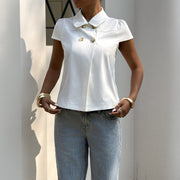 Women's Elegant Short-Sleeve Polo Shirt