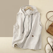 Retro-Style Vest for Women, Loose Fit, Sleeveless, Cotton Blend