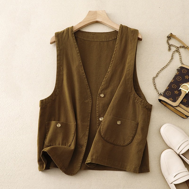 Retro Twill Work Vest for Women