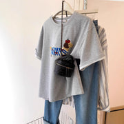 Cute Puppy Embroidery Short Sleeve Tee