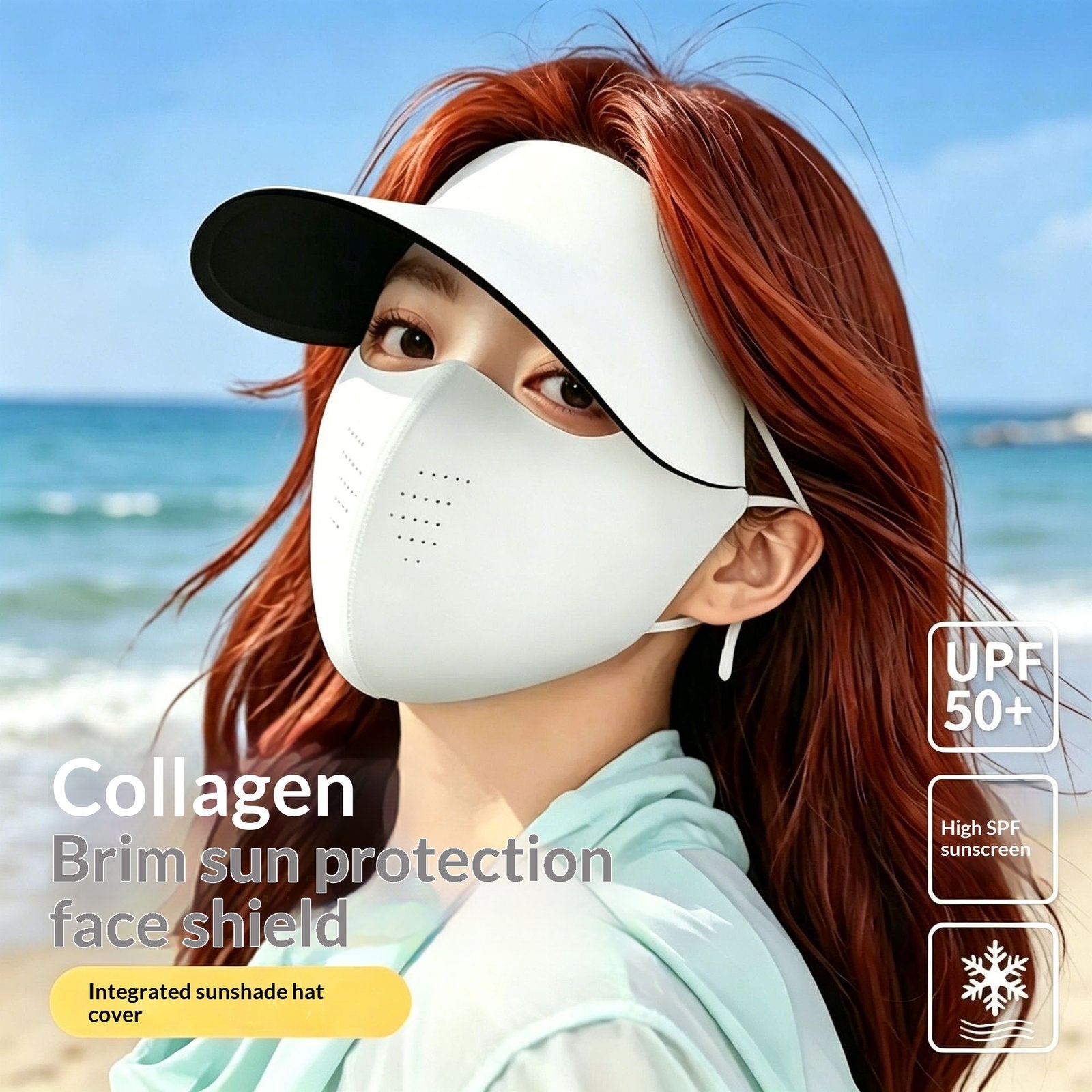 Seamless Sun Hat with Built-in Face Mask for Women