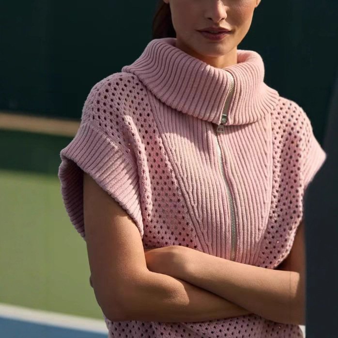 Chic Half-Zip Pullover Vest Sweater for Women