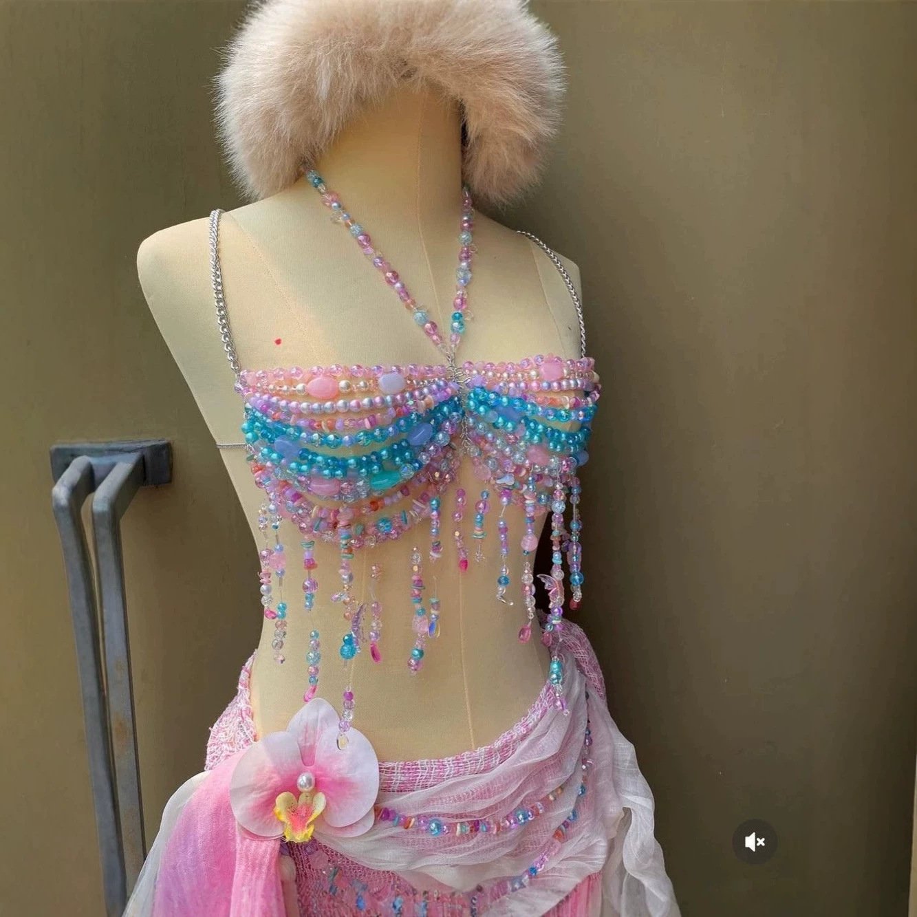 Versatile Colorful Bead Choker Vest Body Chain