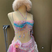 Versatile Colorful Bead Choker Vest Body Chain