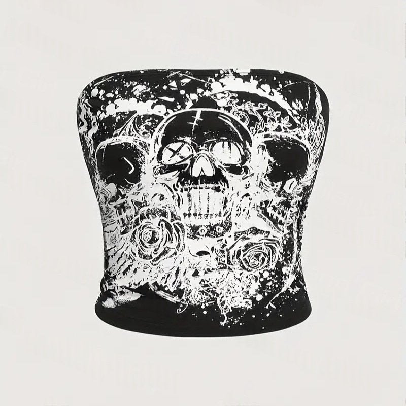 Skull Print Tube Top