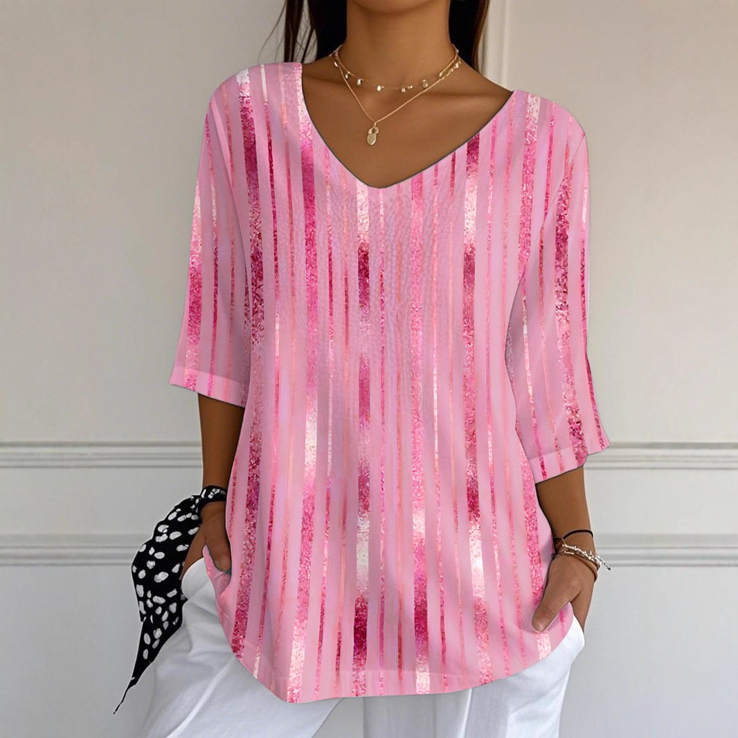 Versatile V-Neck Printed Top for Women