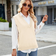 Women's Slim-fit V-neck Knitted Sweater Vest