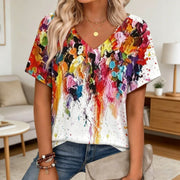 Abstract Art V-Neck Tee for Women