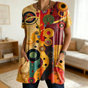 Boho Geometric Print Tunic Top