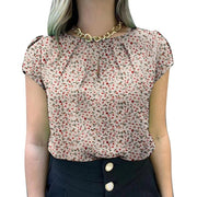 Floral Chic Short Sleeve Women's Top, Regular Fit, Everyday Wear