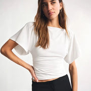 Casual Batwing Top for Women - Drop Shoulder Style