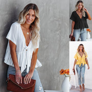 Loose-fit Ruffle Top with Tie Details