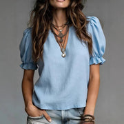 Retro Chic V-Neck Tops