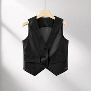 Brown Spring Vest for Women - Loose Fit & Button Up Style