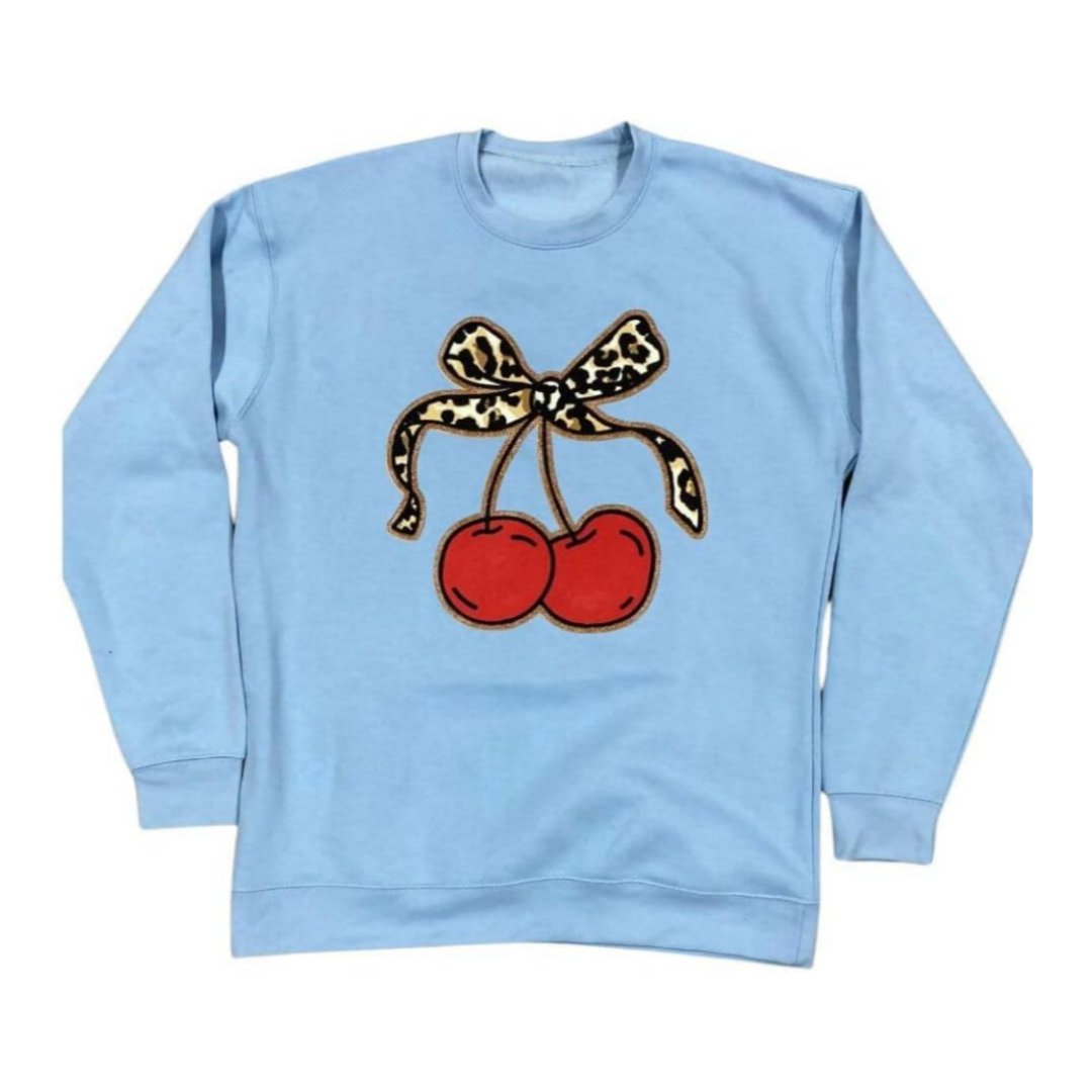 Leopard Print Cherry Sweatshirt for Women