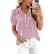 Elegant Puff Sleeve Striped Top for Women