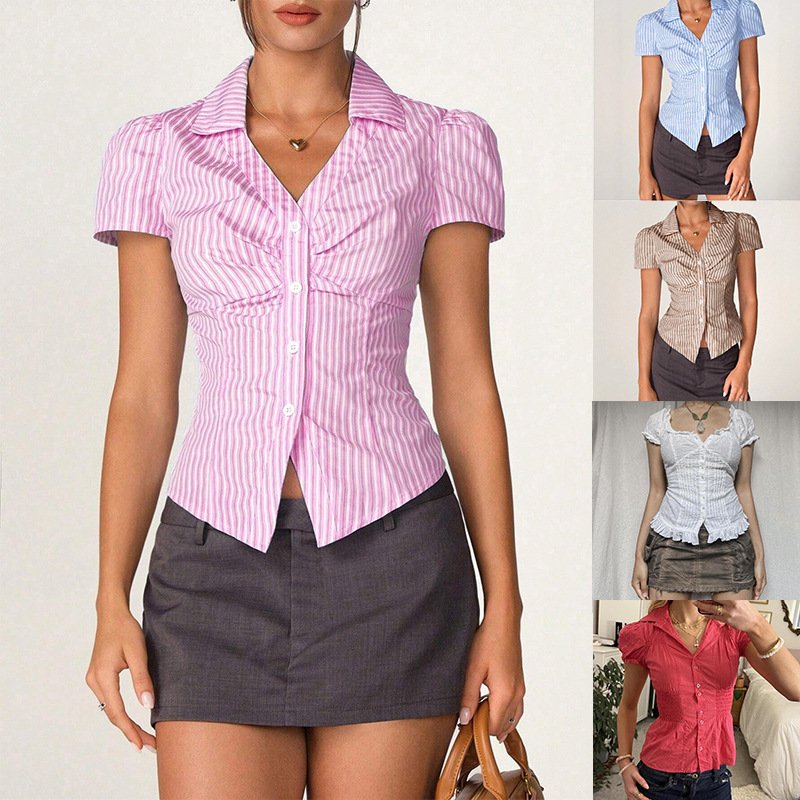 V-Neck Striped Blouse