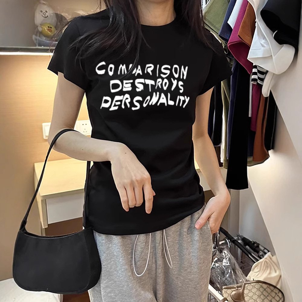 Unique Letter Print Short Sleeve Tee