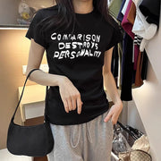 Unique Letter Print Short Sleeve Tee
