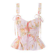 Print Keel Vest Top - Slim Fit Suspender Style