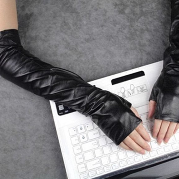 Winter Wedding Gloves for Men & Women, Long-Style Leather Gloves with Finger Tips