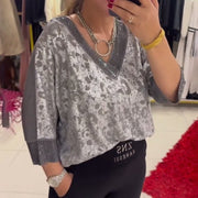 Elegant Women's V-Neck Printed T-Shirt