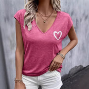 Women's Heart-pattern Short-sleeve Top for Versatile Style
