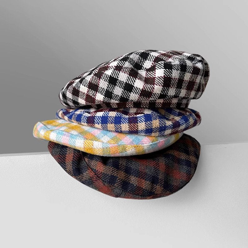 Plaid Beret Hat