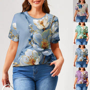 Floral Print Crew Neck T-Shirt for Women