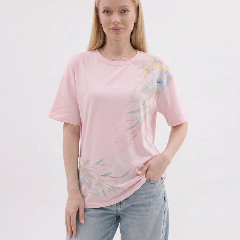 Loose Fit Floral Short Sleeve Top for Women