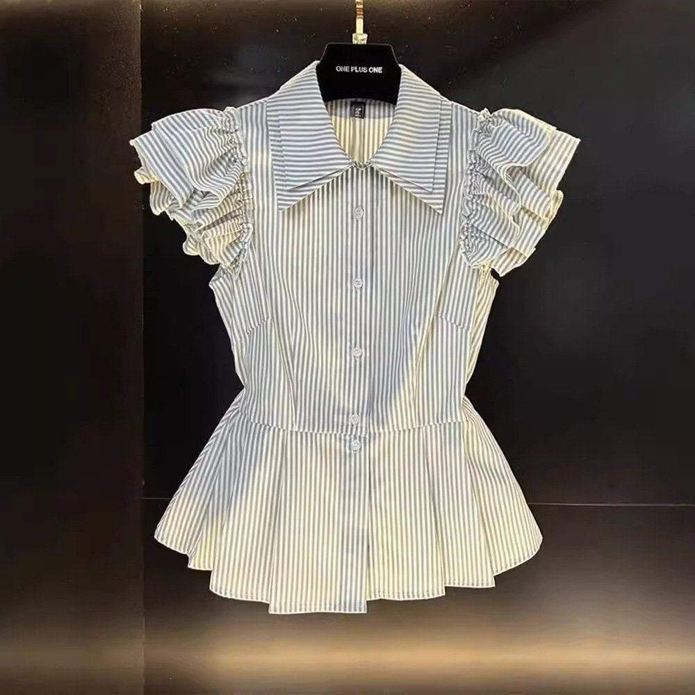Striped Slim-fit Short Sleeve Top for Women