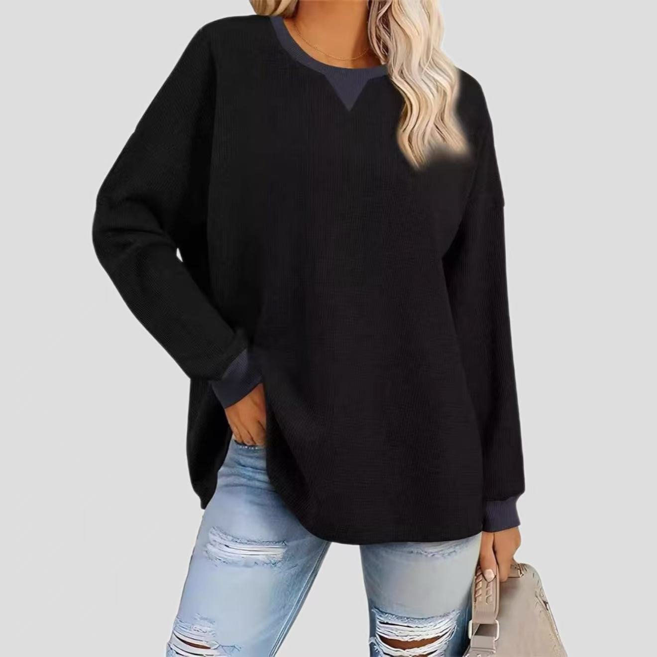 Women's Color-Block Long-Sleeve Sweatshirt