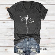 Summer Dragonfly Print Short Sleeve T-Shirt for Women