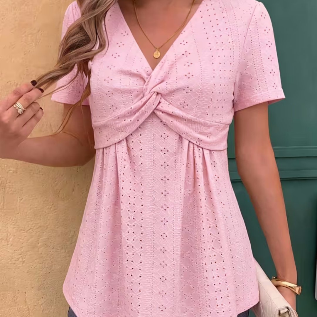 Pink Loose Fit Short Sleeve T-Shirt for Women